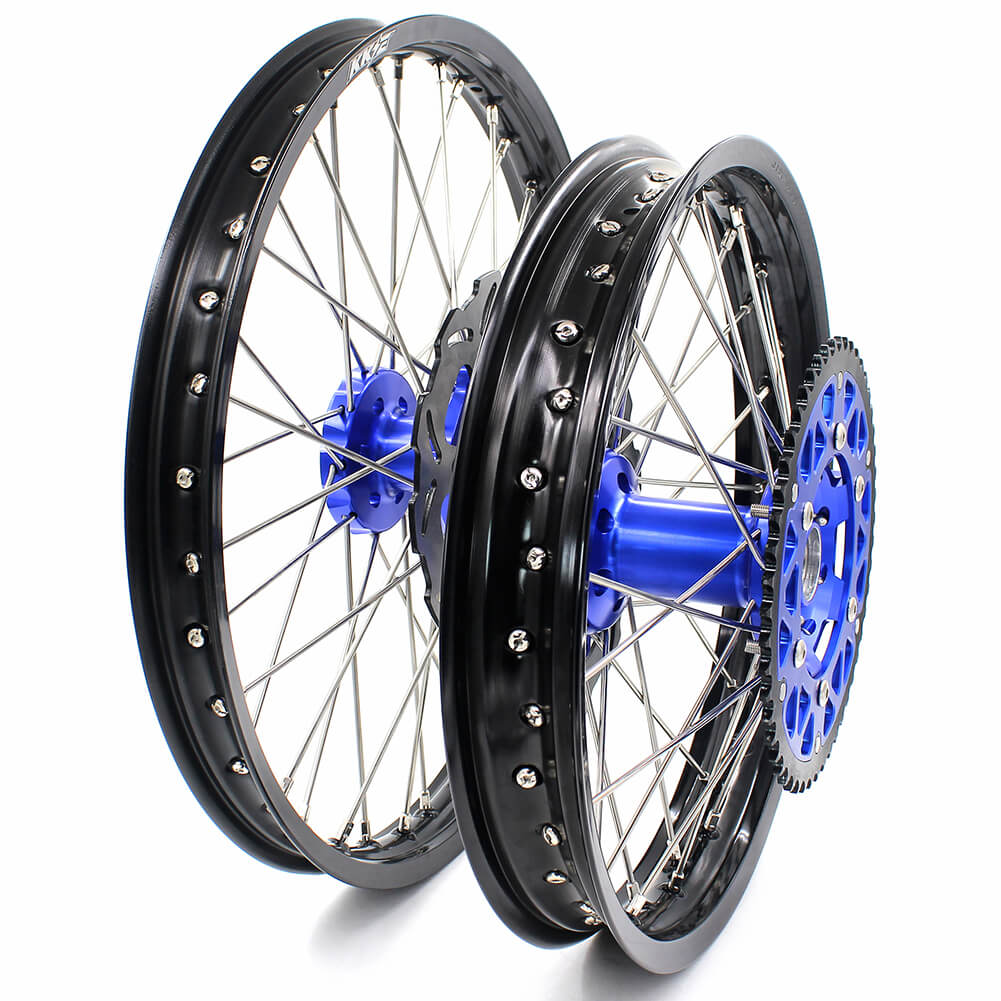 KKE 21 & 18 Enduro Wheels for YAMAHA WR250F 2001-2016 WR450F 2003-2015 Blue&Black 250mm Disc - Howling Moto