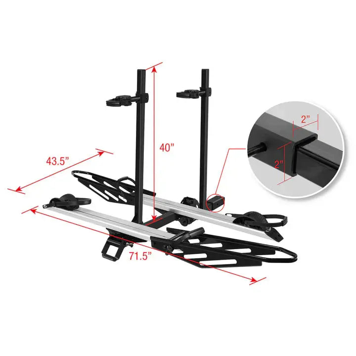 2-Bike E-bike Hitch Rack, EZ-FOLD Fat Tire Electric Bike Carrier - Howling Moto