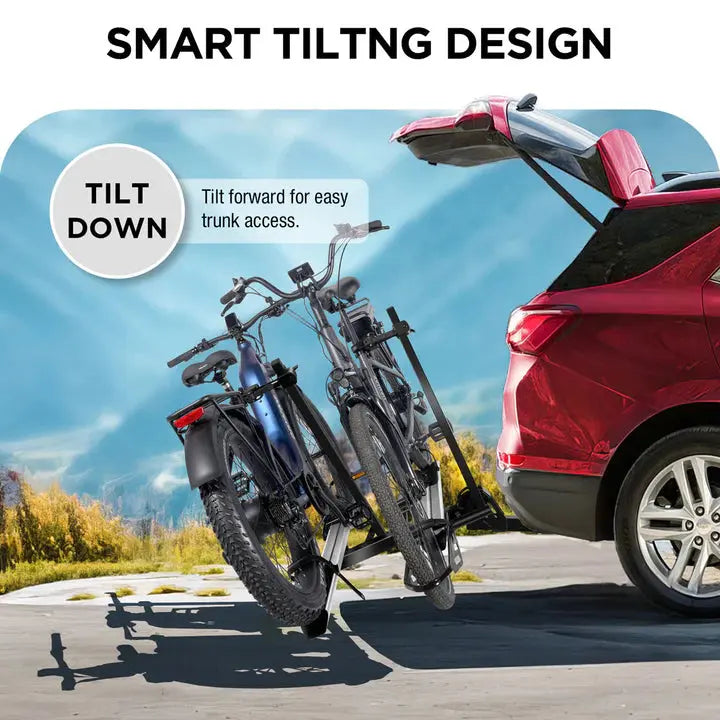 2-Bike E-bike Hitch Rack, EZ-FOLD Fat Tire Electric Bike Carrier - Howling Moto