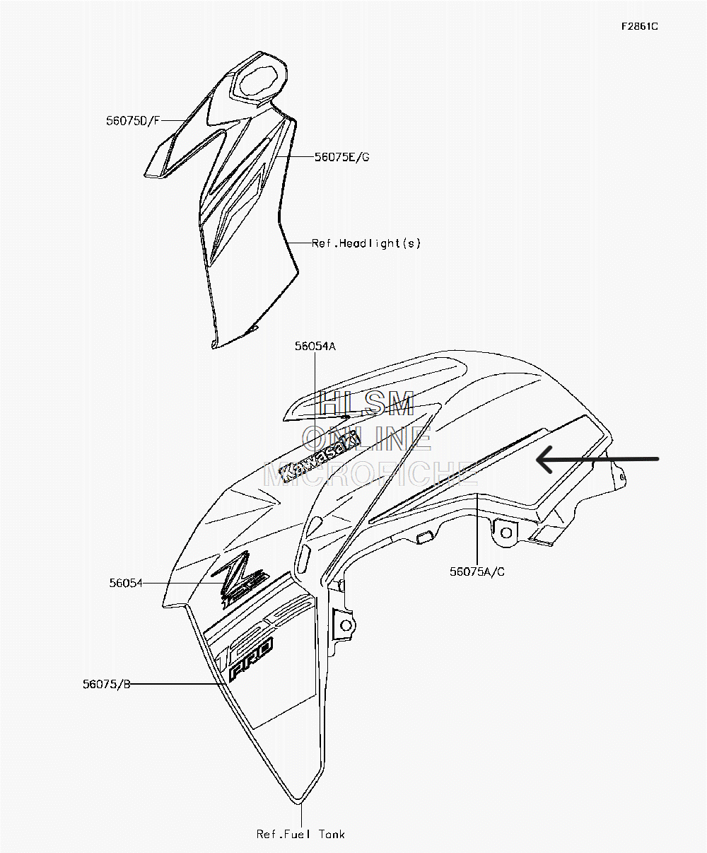 Kawasaki Z125 Rear Shroud Decal 2018 - Howling Moto
