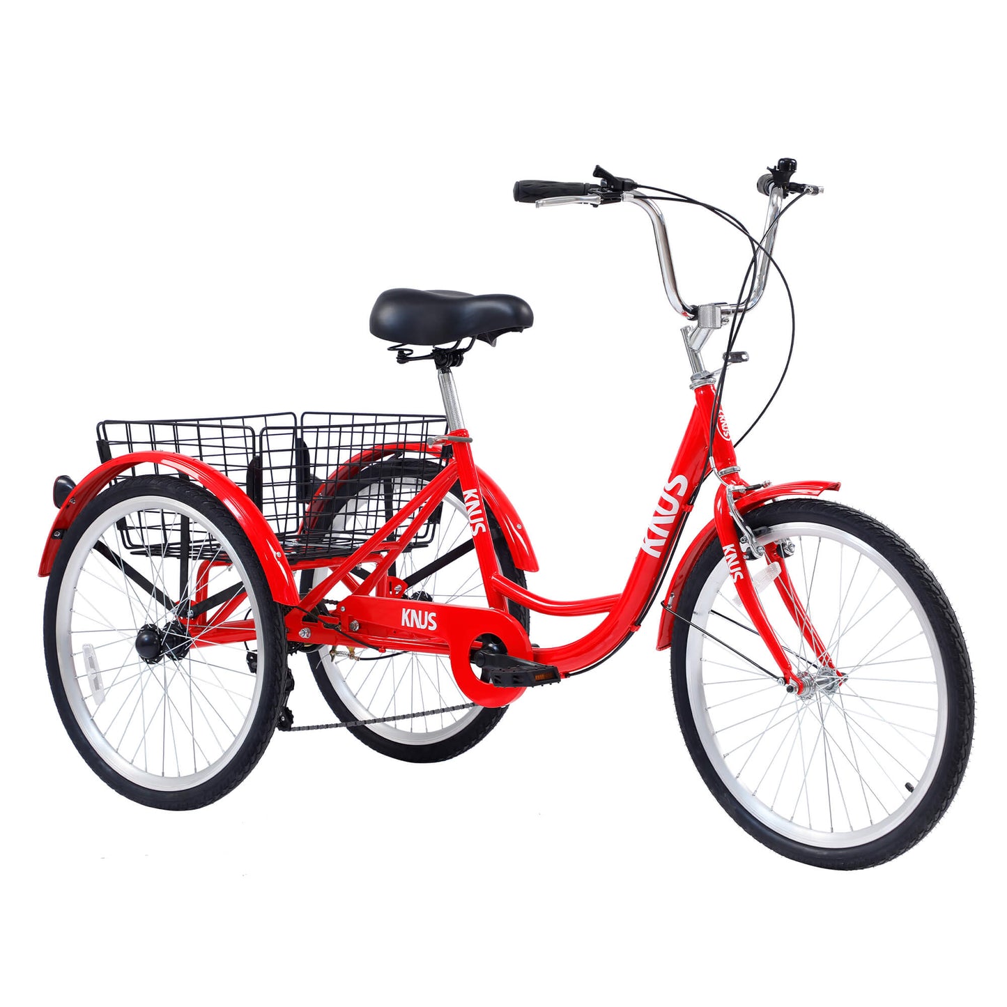 Hycline Knus Virbus 24-inch single-speed adult tricycle with a sturdy frame and comfortable seat, designed for easy riding.