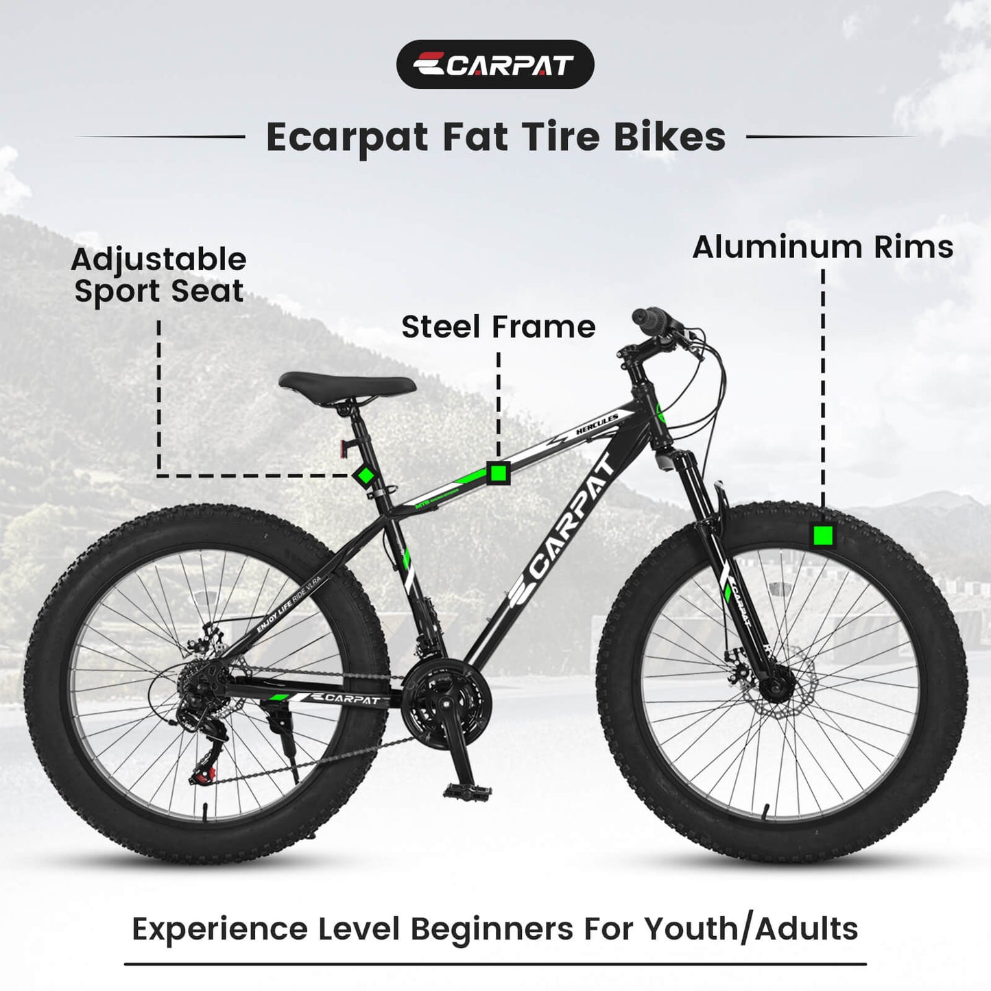 Hycline Hercules 26-inch bicycle tire with a durable tread pattern for off-road and mountain biking.