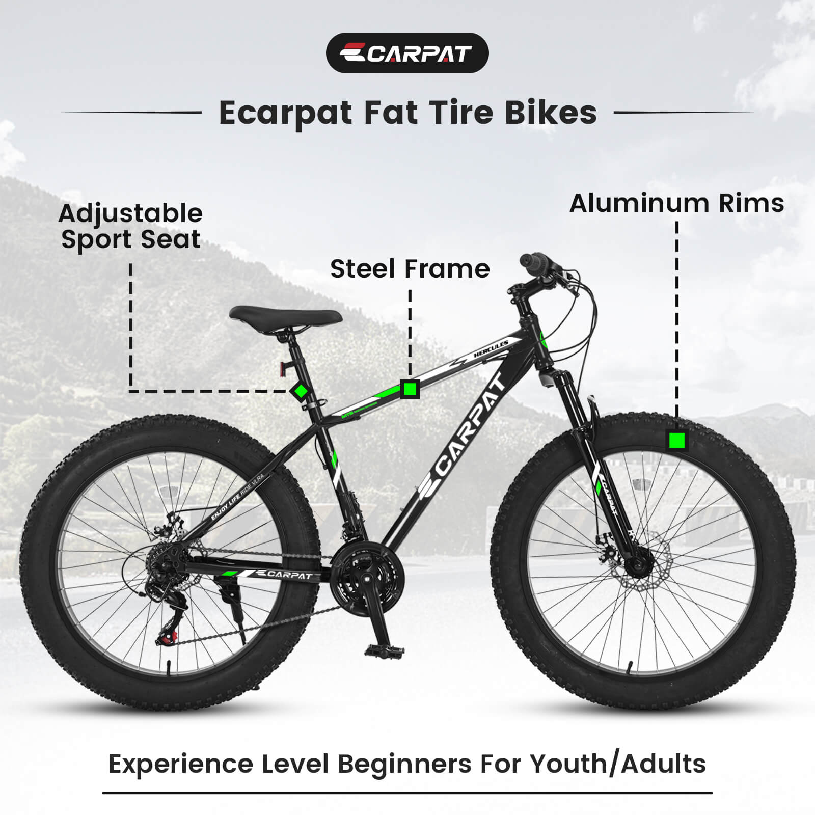 Hycline Hercules 26-inch bicycle tire with a durable tread pattern for off-road and mountain biking.