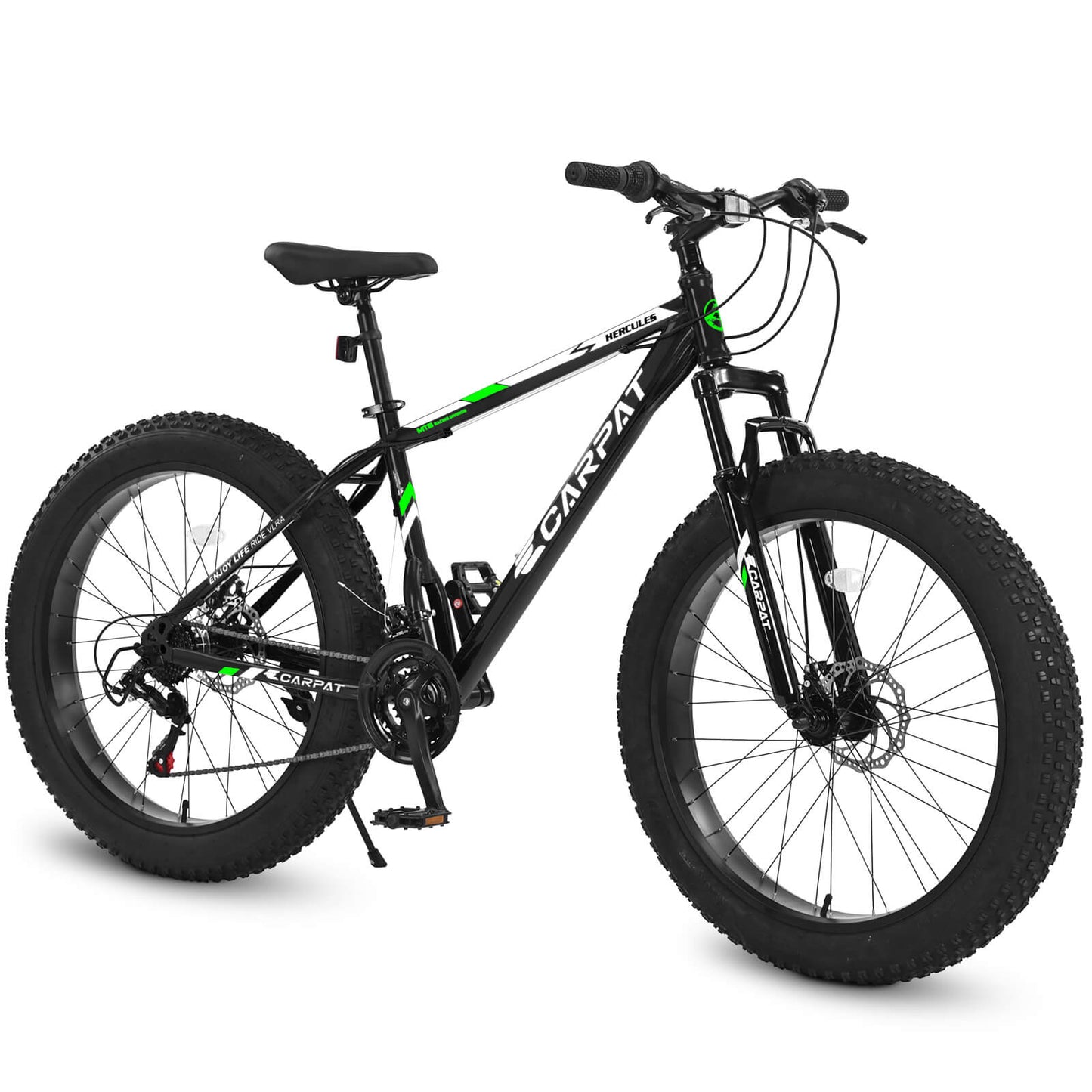 Hycline Hercules 26-inch bicycle tire with a durable rubber tread and sturdy sidewalls, suitable for mountain and hybrid bikes.