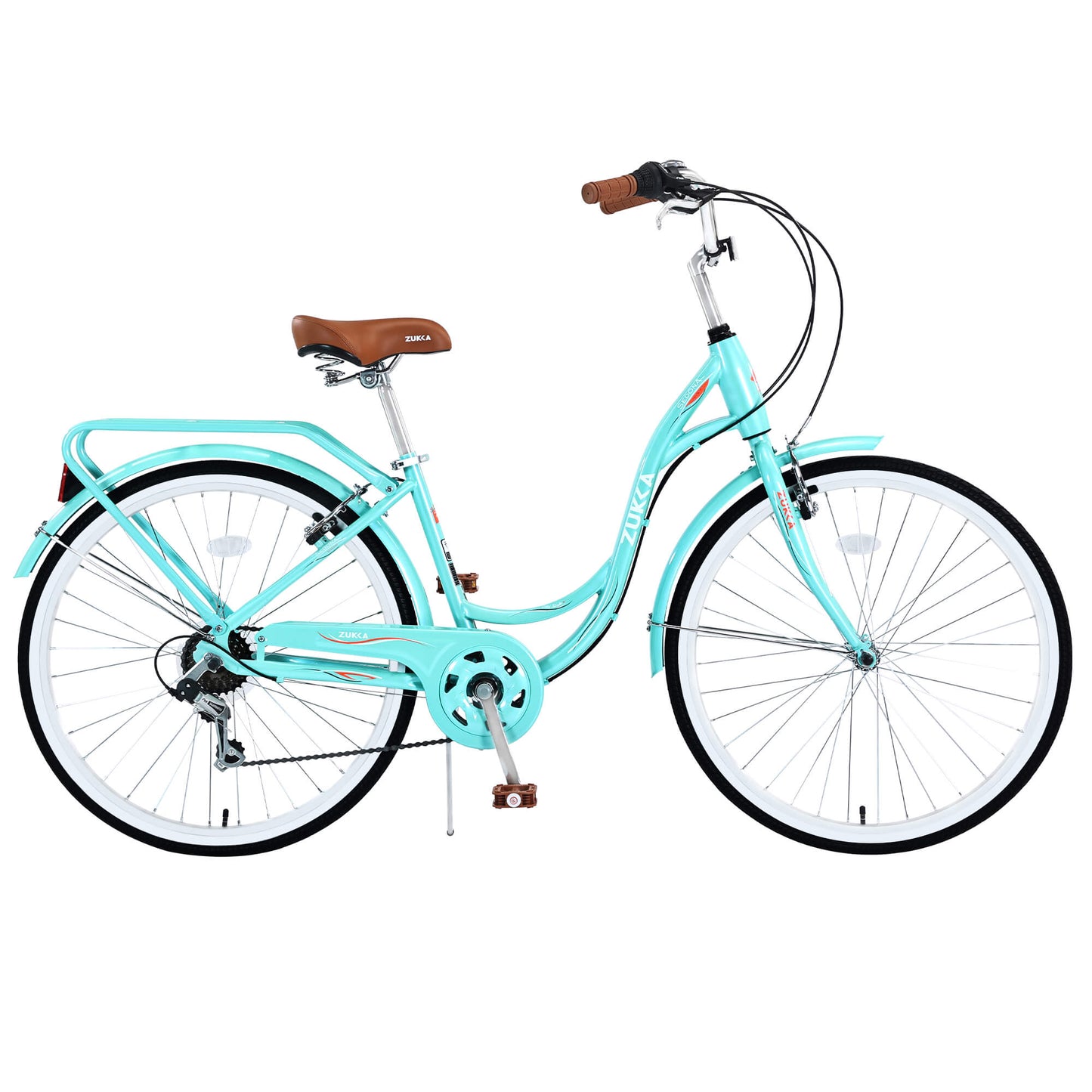 Hycline Zukka Cuckoo 26-inch beach cruiser bicycle with a comfortable saddle, wide handlebars, and stylish design for casual rides.