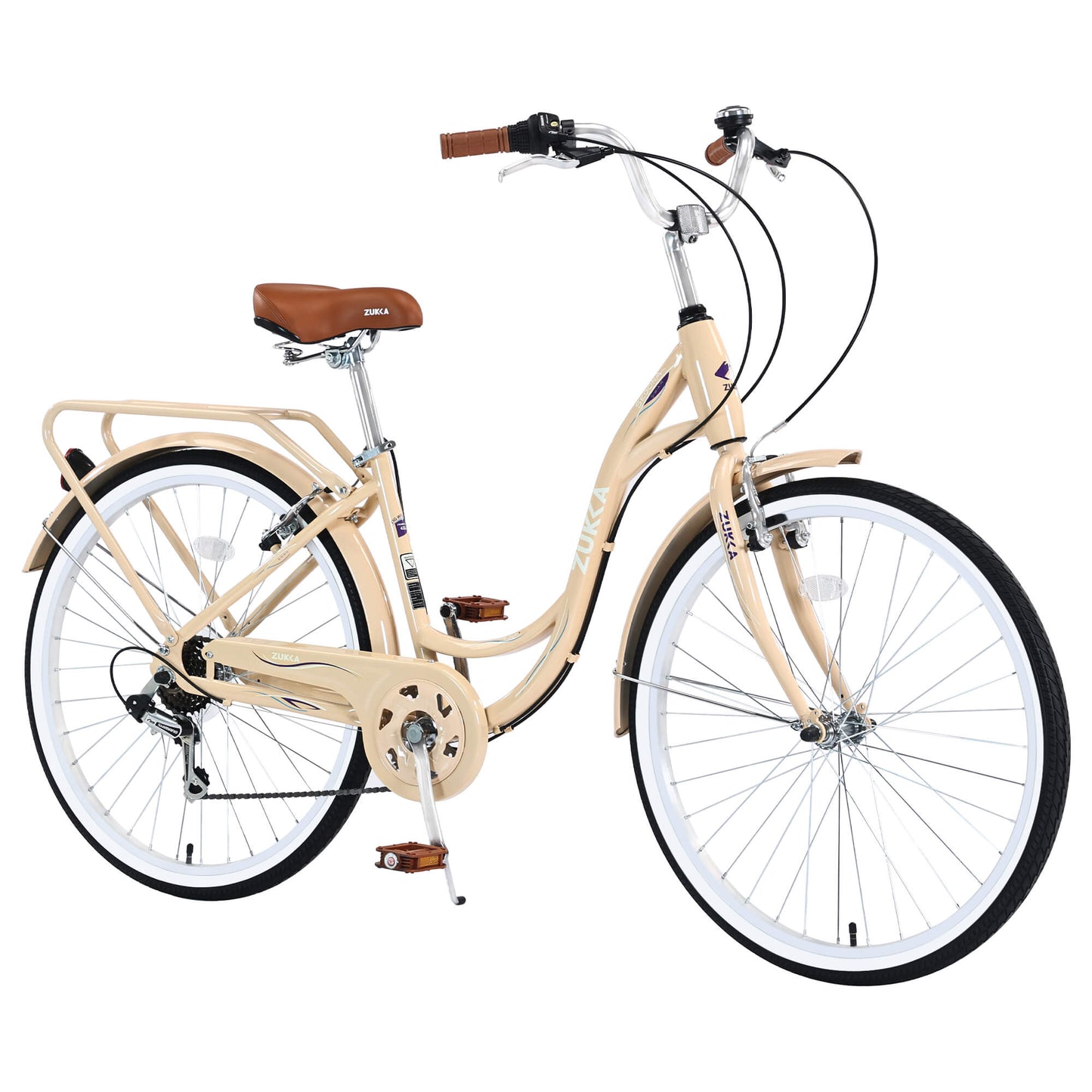 Hycline Zukka Cuckoo 26-inch beach cruiser bicycle with a relaxed seat and wide handlebars, perfect for casual rides on the beach.