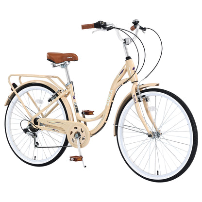 Hycline Zukka Cuckoo 26-inch beach cruiser bicycle with a relaxed seat and wide handlebars, perfect for casual rides on the beach.