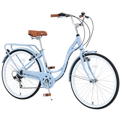 Hycline Zukka Cuckoo 26-inch beach cruiser bicycle with a classic frame and comfortable seating, ideal for relaxed riding on the beach.