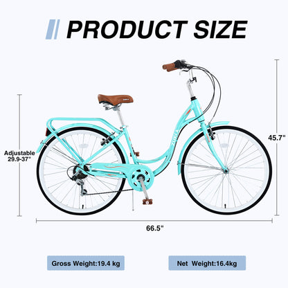 Hycline Zukka Cuckoo 26-inch beach cruiser bicycle with a comfortable saddle and wide tires, perfect for casual riding.