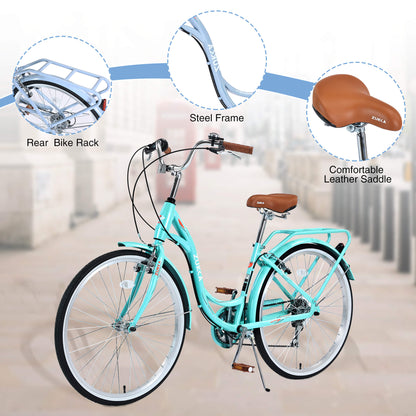 Hycline Zukka Cuckoo 26-inch beach cruiser bicycle with a classic design and comfortable saddle for casual riding.