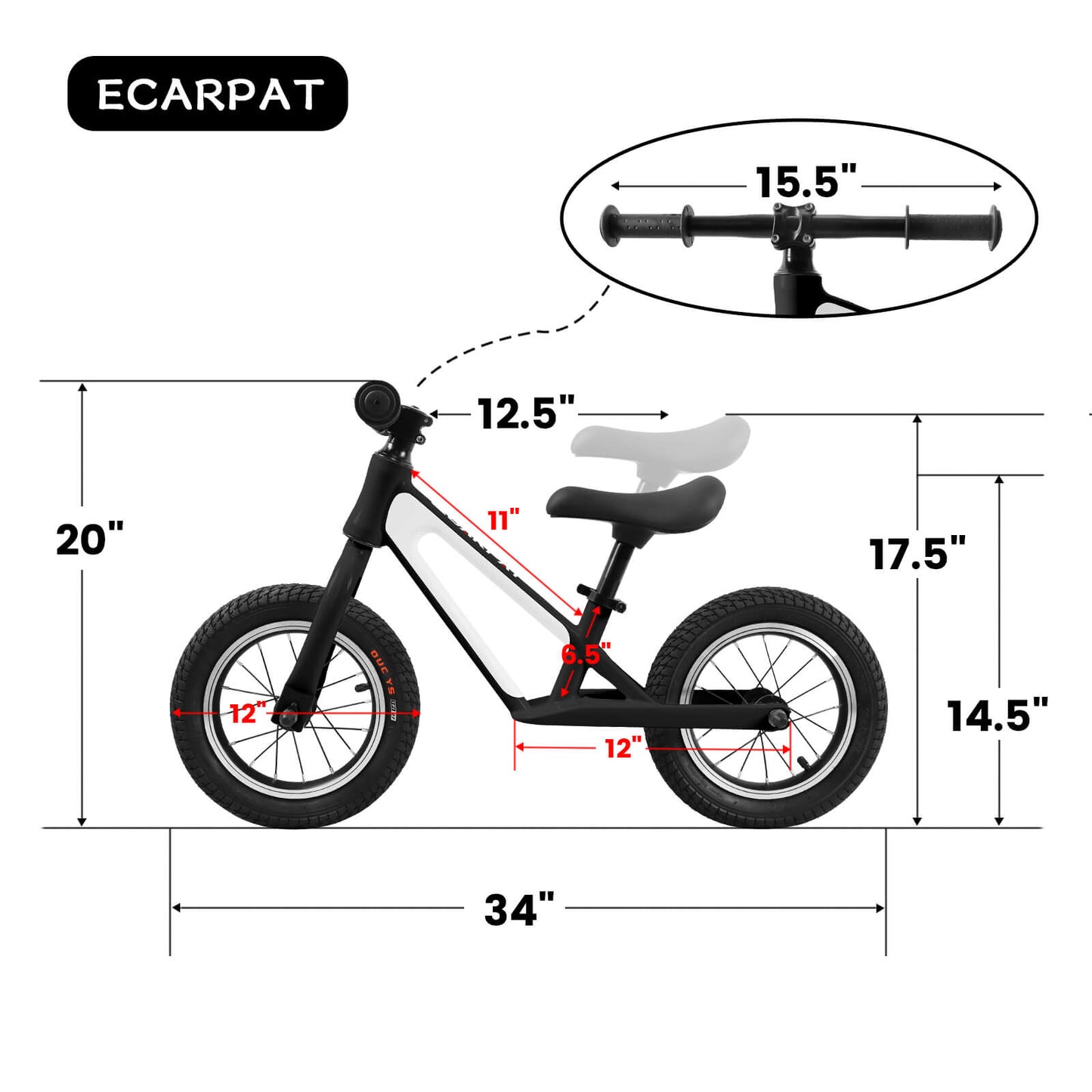 Hycline ChopShip 12-inch baby balancing bike with a sturdy frame and colorful design, suitable for young children learning to ride.