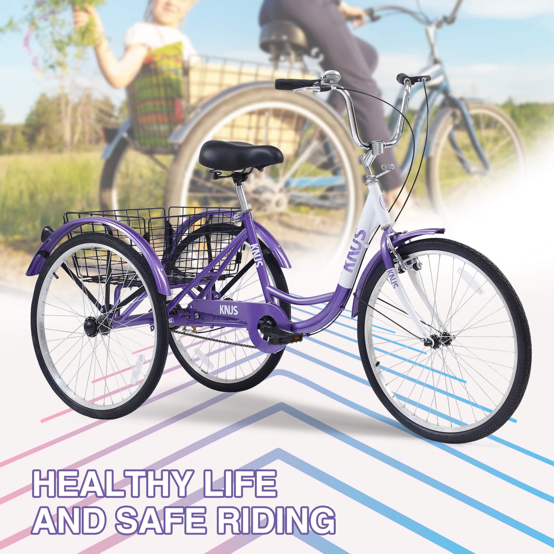Hycline Knus Virbus 24-inch single-speed adult tricycle with a sturdy frame, comfortable seat, and three wheels for stability.