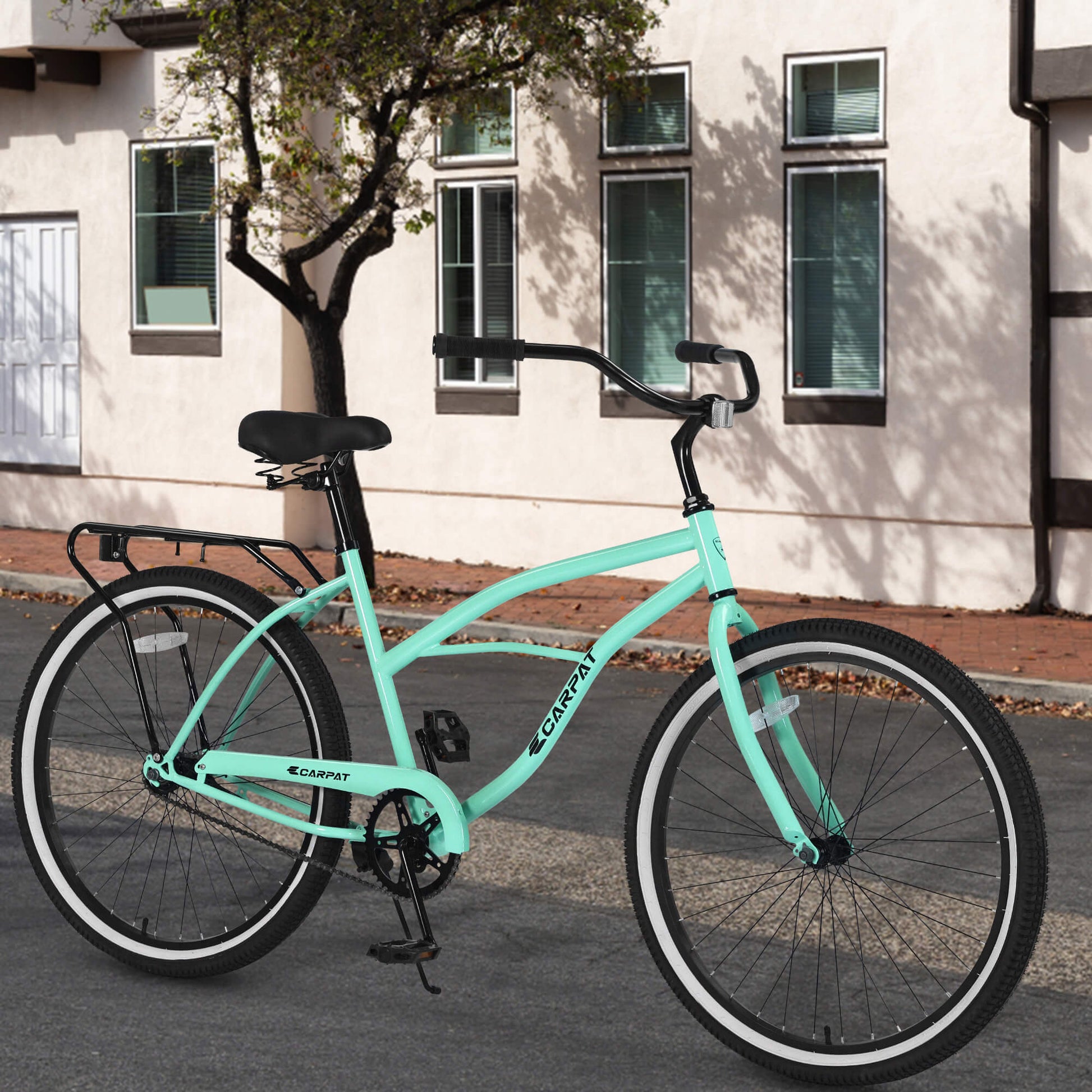 Hycline Ecarpat Roowee 26-inch beach cruiser bike with a classic design and comfortable seating for outdoor riding.