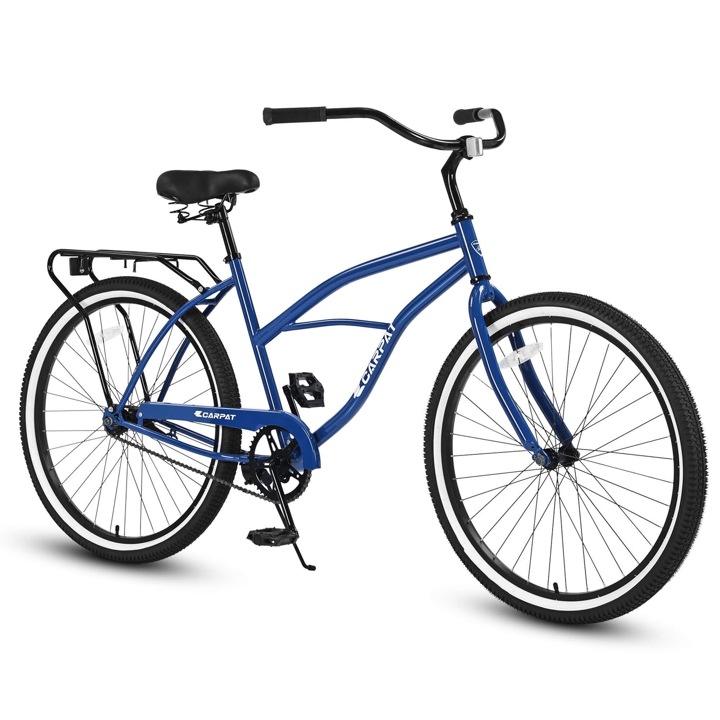 Hycline Ecarpat Roowee 26-inch beach cruiser bicycle with a sturdy frame, comfortable saddle, and wide tires for casual riding.