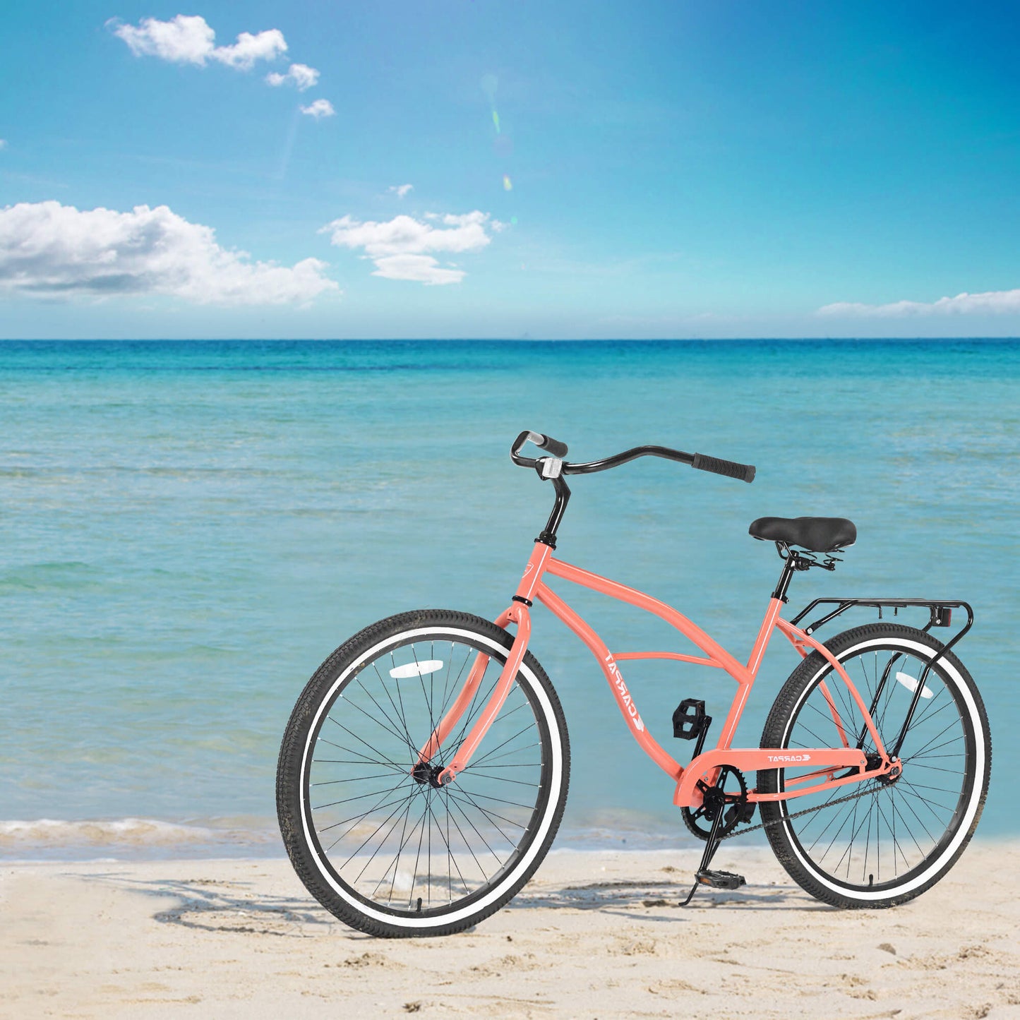 Hycline Ecarpat Roowee 26-inch beach cruiser bicycle with a sturdy frame and comfortable seating, perfect for casual rides.