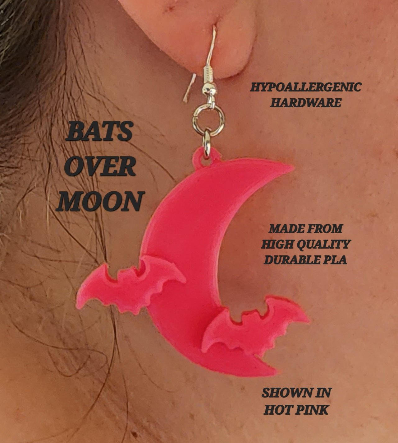 BATS OVER MOON EARRINGS - Howling Moto