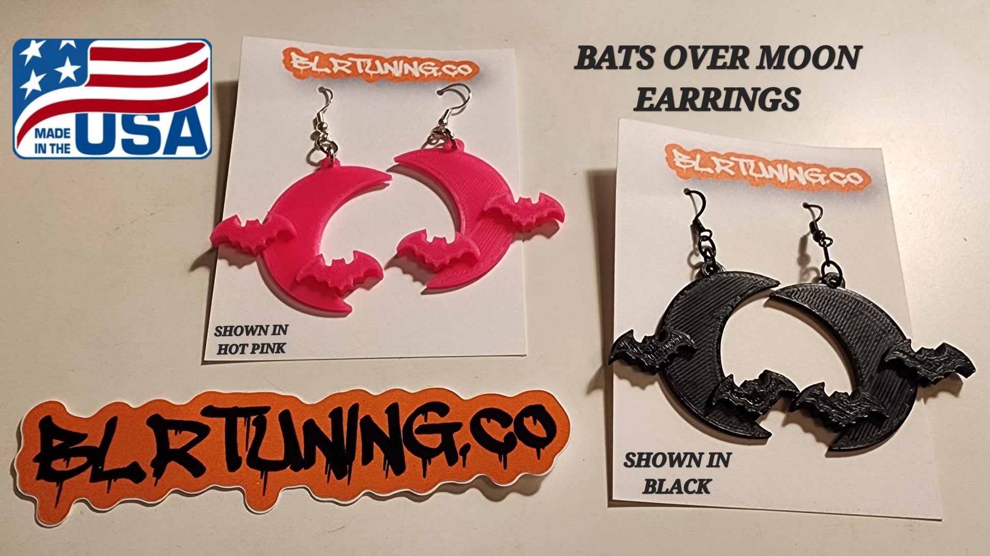 BATS OVER MOON EARRINGS - Howling Moto