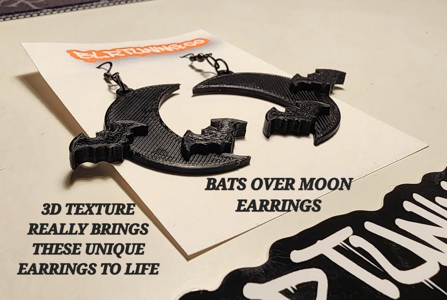 BATS OVER MOON EARRINGS - Howling Moto