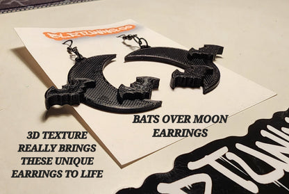 BATS OVER MOON EARRINGS - Howling Moto