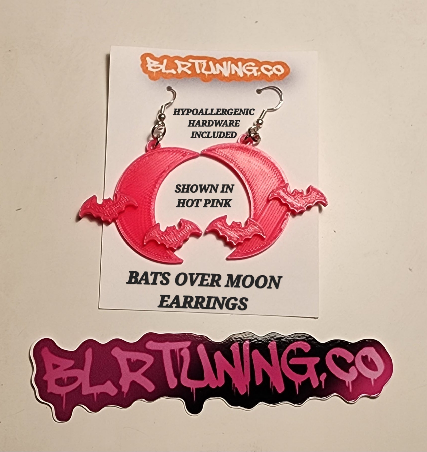 BATS OVER MOON EARRINGS - Howling Moto