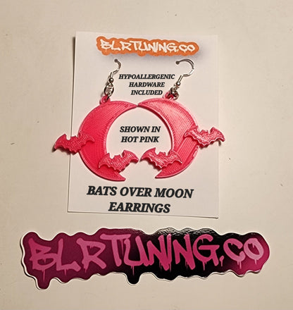BATS OVER MOON EARRINGS - Howling Moto