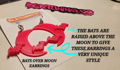 BATS OVER MOON EARRINGS - Howling Moto
