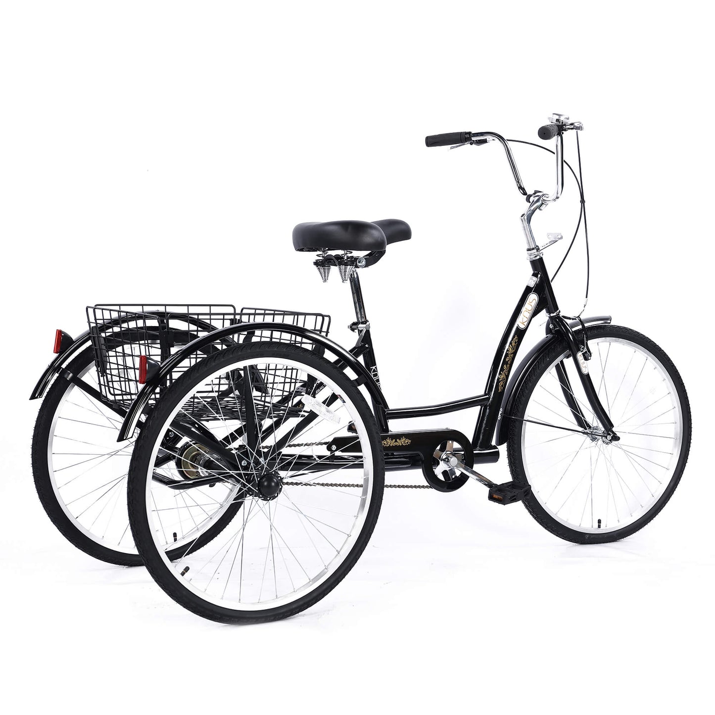 Hycline Knus KT03 26-inch adult tricycle with a sturdy frame and three wheels, ideal for comfortable city riding and errands.