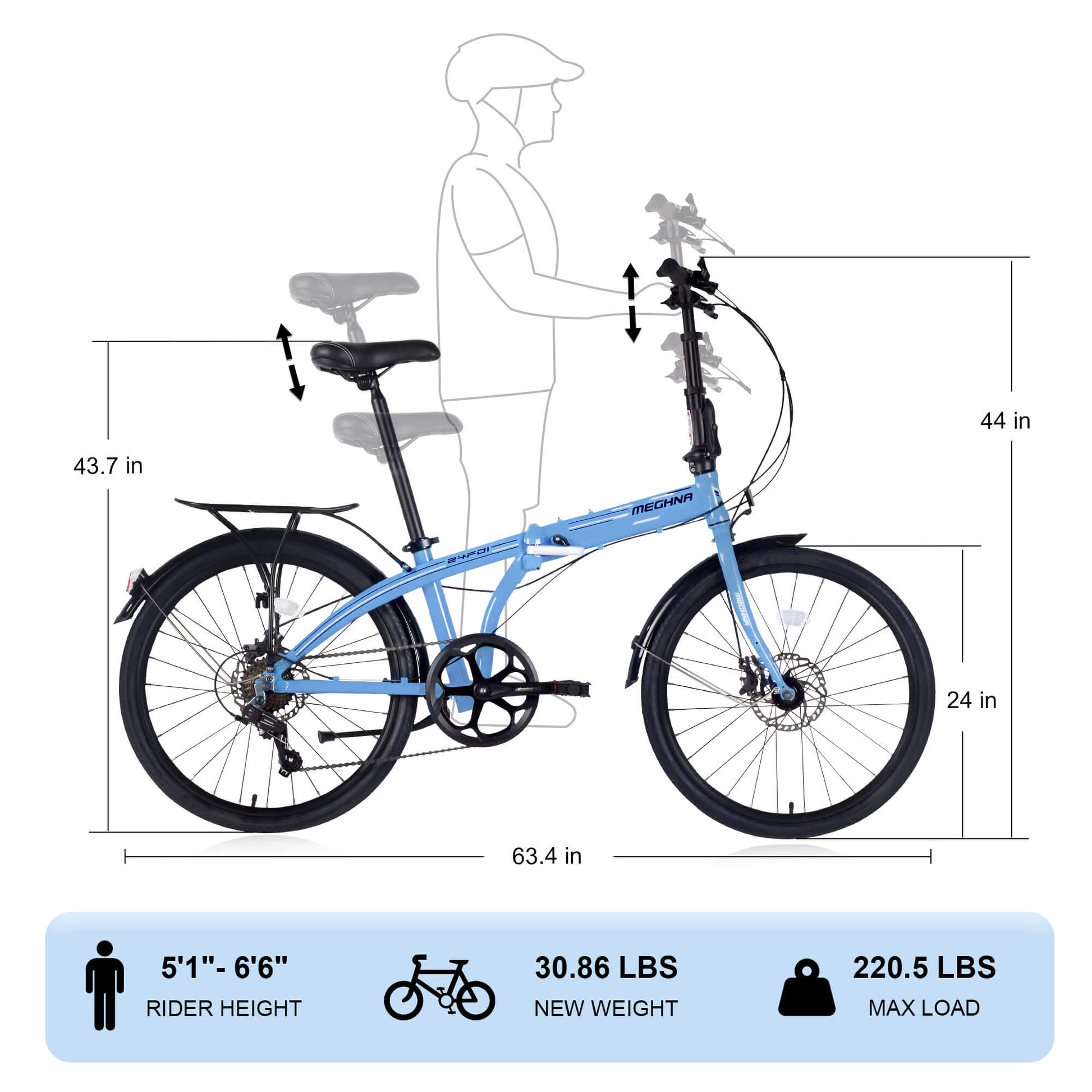 Hycline Meghna 24” Folding Bike - Howling Moto