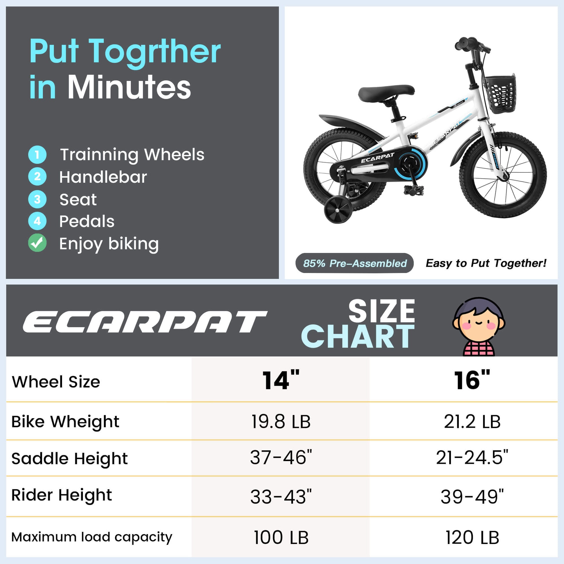 Ecarpat Runster 14" Kid Bike - Howling Moto