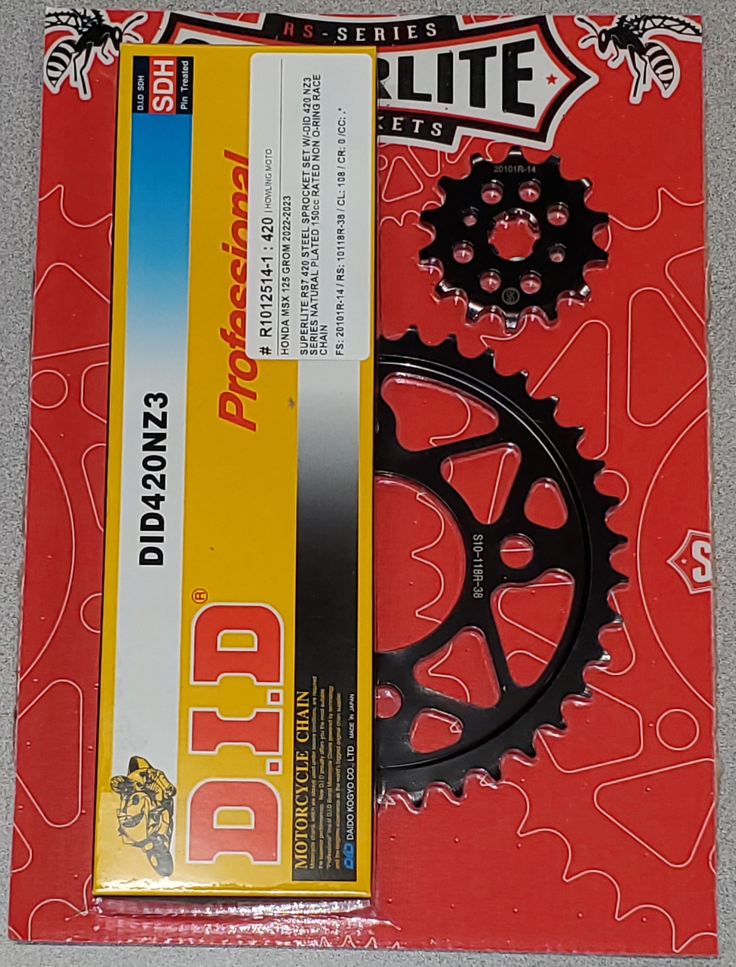 Superlite RSX Series 420 Chain & Steel Sprocket Kit Grom 2022+