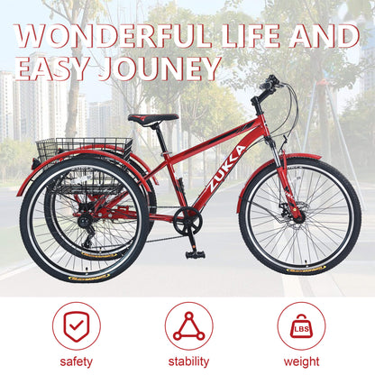 Zukka Wanda 26“ 7-Speed Mountain Adult Tricycle - Howling Moto