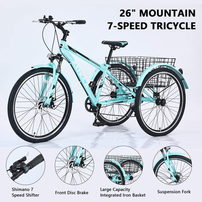 Zukka Wanda 26“ 7-Speed Mountain Adult Tricycle - Howling Moto