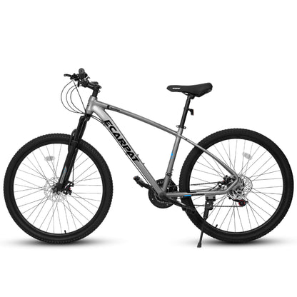 Hycline Ecarpat Tendar X5 27.5-inch bicycle with black frame and sturdy tires, ready for mountain or trail riding.