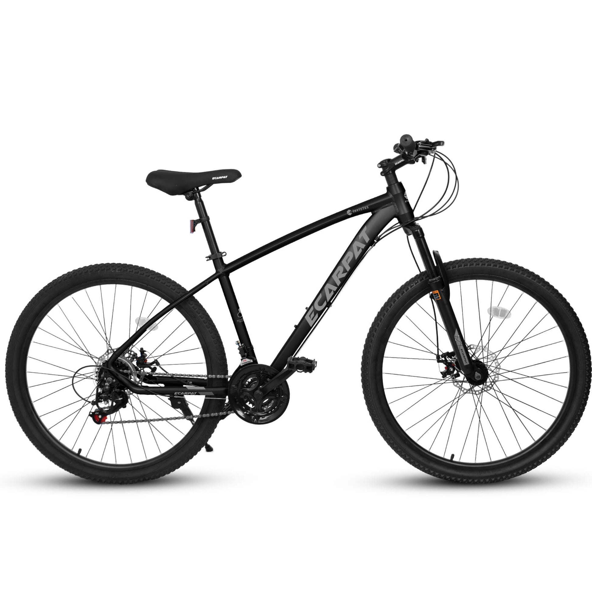 Hycline Ecarpat Tendar X5 27.5-inch bicycle with sturdy frame and knobby tires, ideal for mountain or trail riding.