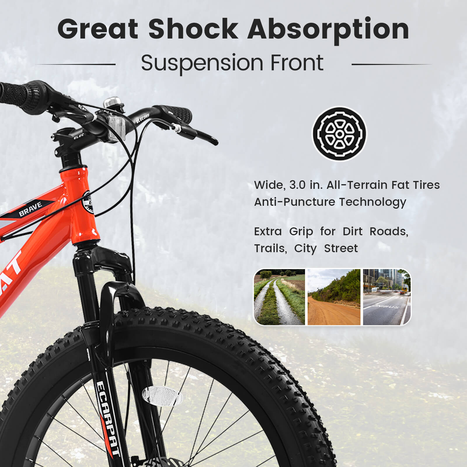 Hycline Hercules 24-inch bicycle tire, 3-inch wide, durable rubber tread suitable for mountain bikes or hybrid bikes.