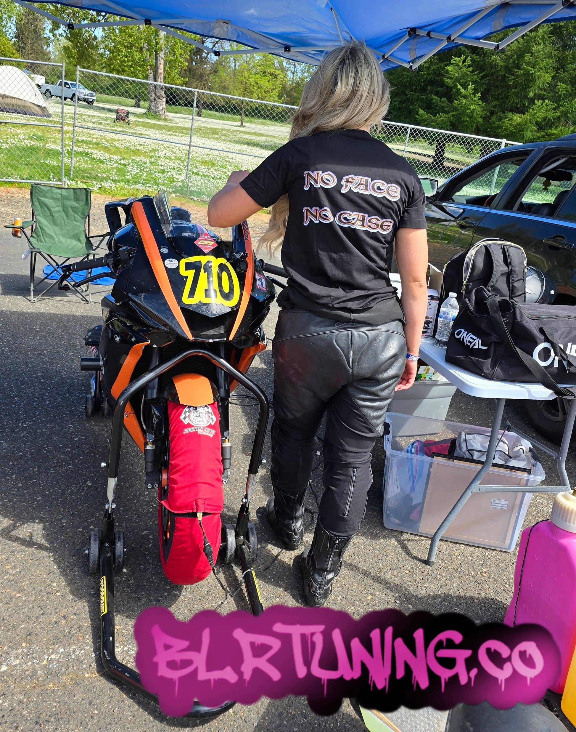 WOMENS PINK LOGO NO FACE NO CASE T-SHIRT BY BLR TUNING - Howling Moto