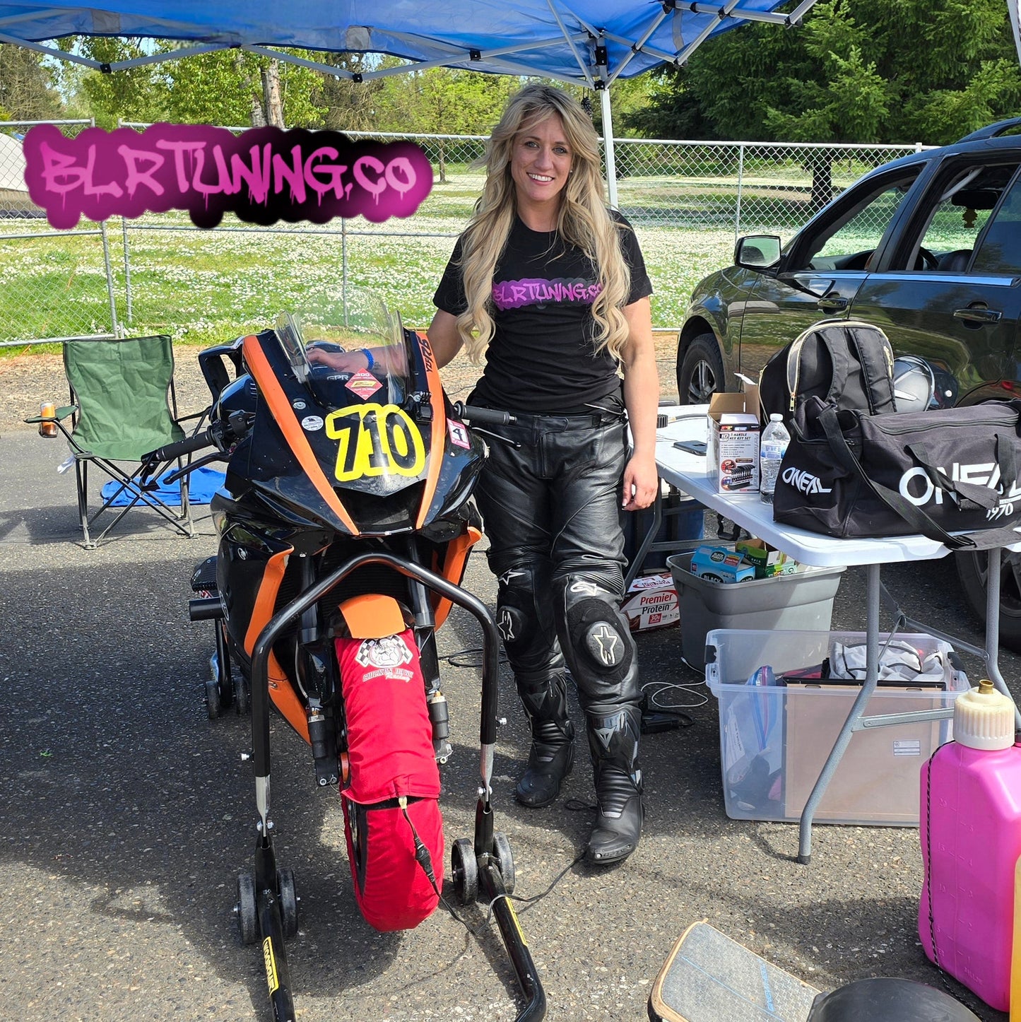 WOMENS PINK LOGO NO FACE NO CASE T-SHIRT BY BLR TUNING - Howling Moto