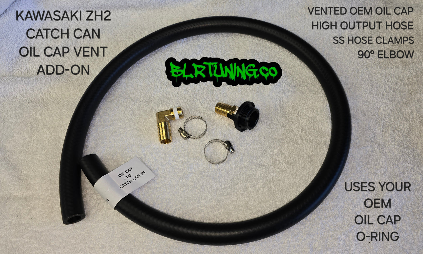 KAWASAKI Z H2 CATCH CAN ADD ON CRANK CASE OIL CAP VENT KIT - ADD-ON KIT ONLY FOR OUR 3 PORT CATCH CAN - Howling Moto
