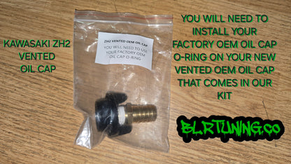 KAWASAKI Z H2 CATCH CAN ADD ON CRANK CASE OIL CAP VENT KIT - ADD-ON KIT ONLY FOR OUR 3 PORT CATCH CAN - Howling Moto
