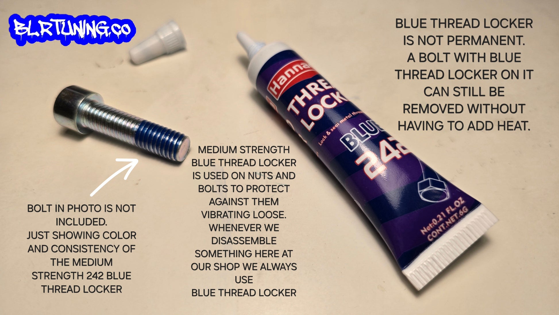 THREAD LOCKER BLUE MEDIUM STRENGTH 0.21 FL OZ TUBE - Howling Moto