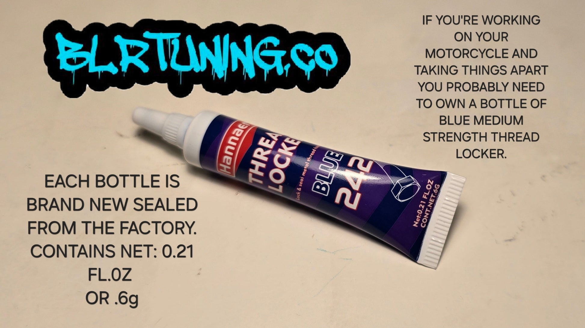 THREAD LOCKER BLUE MEDIUM STRENGTH 0.21 FL OZ TUBE - Howling Moto