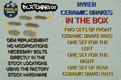 CAN-AM RYKER TRAILD BRAKES CERAMIC HIGH PERFORMANCE BRAKE PADS FRONT AND REAR - FITS 19-24 900 600 RALLY SPORT - Howling Moto