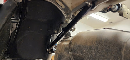 Warp 9 Honda XR650L subframe brace kit made of billet aluminum, showing the no-drill installation process.