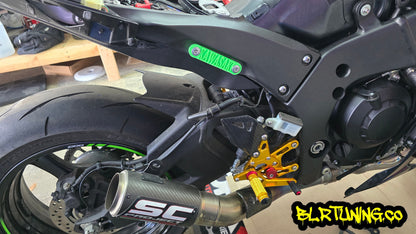 KAWASAKI NINJA ZX-10R ZX-10RR ZX1000 REAR PEG DELETE BLOCK OFF PLATES AND EXHAUST HANGER KIT FITS 2011 - 2024 - Howling Moto