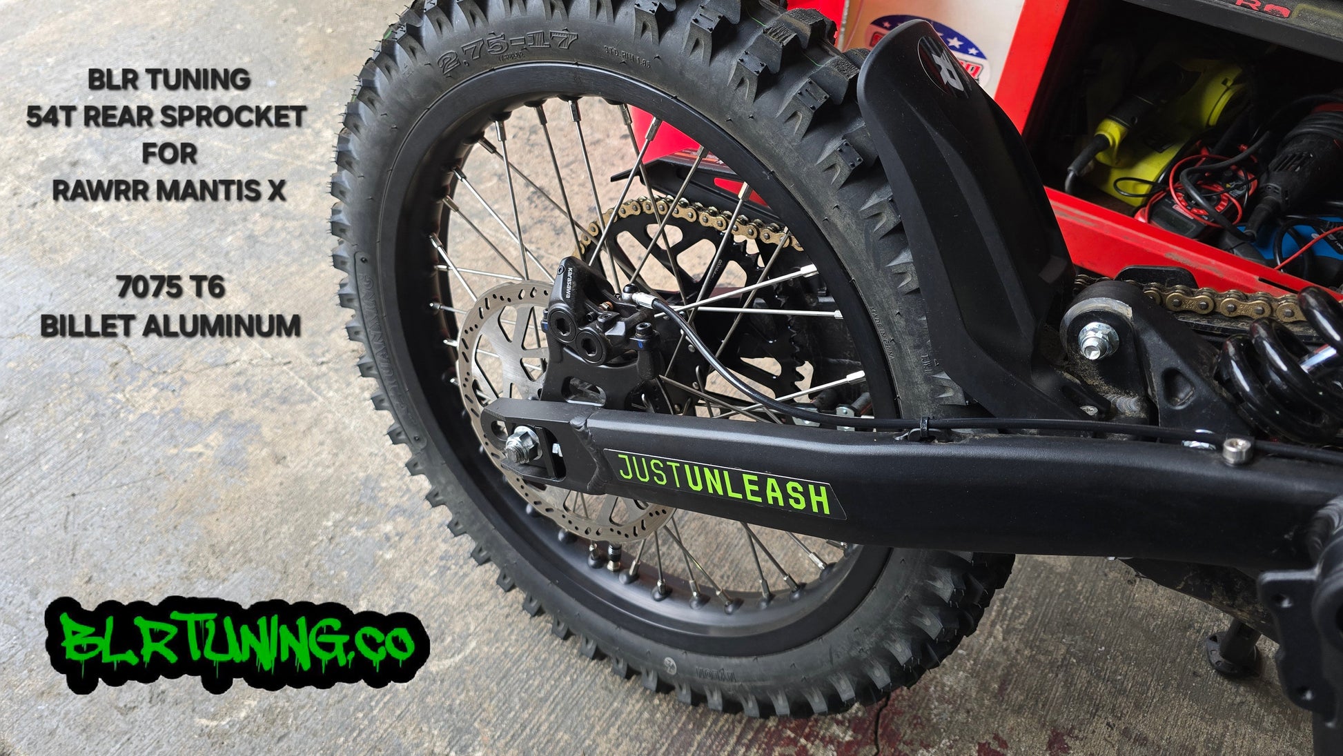 RAWRR MANTIS X 54 TOOTH REAR SPROCKET 7075 T6 ALUMINUM ANODIZED BLACK BY BLR TUNING - Howling Moto