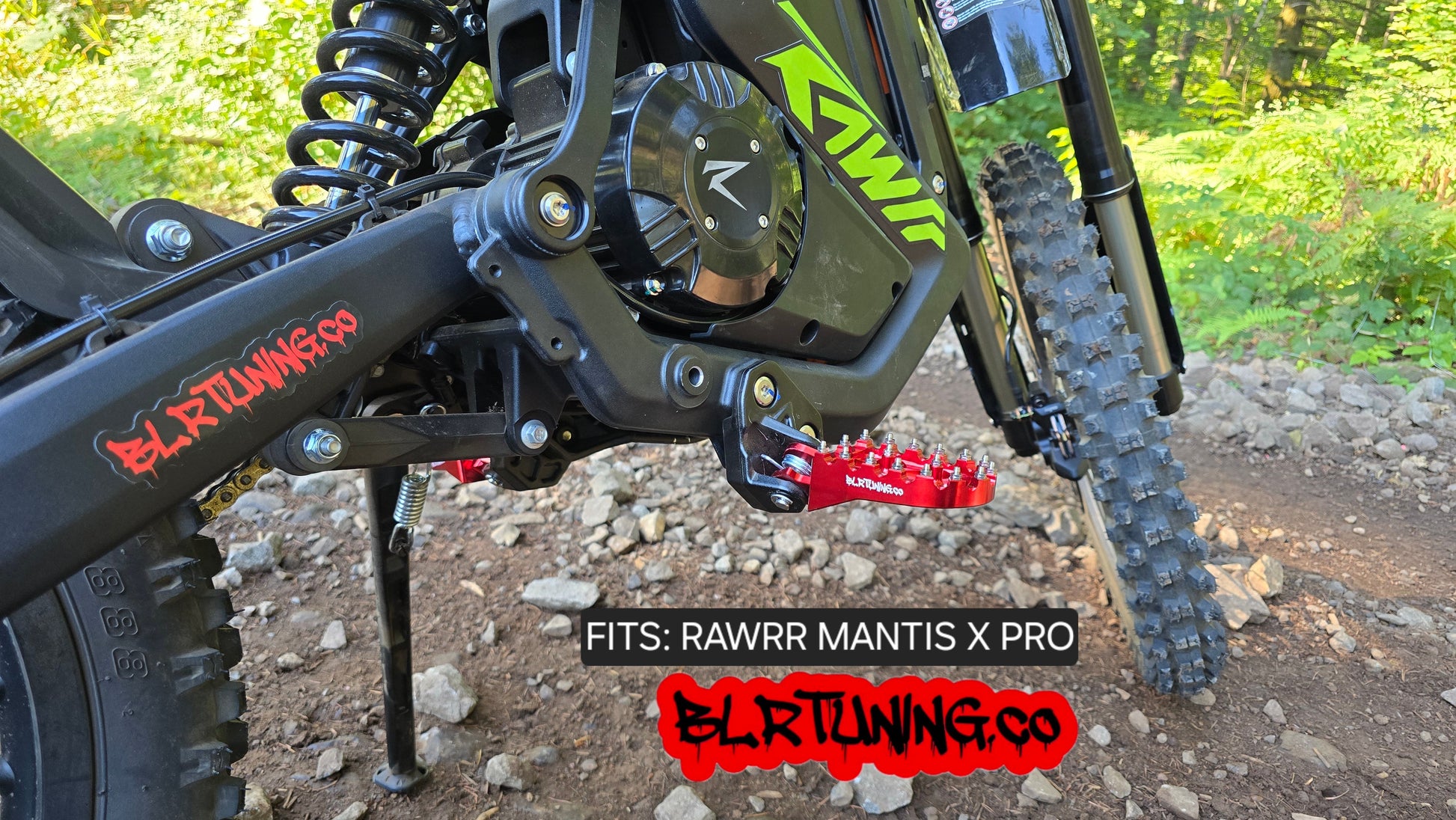 FOOT PEGS FOR RAWRR MANTIS X AND MANTIS X PRO BILLET ALUMINUM WITH STAINLESS STEEL TEETH BY BLR TUNING - Howling Moto