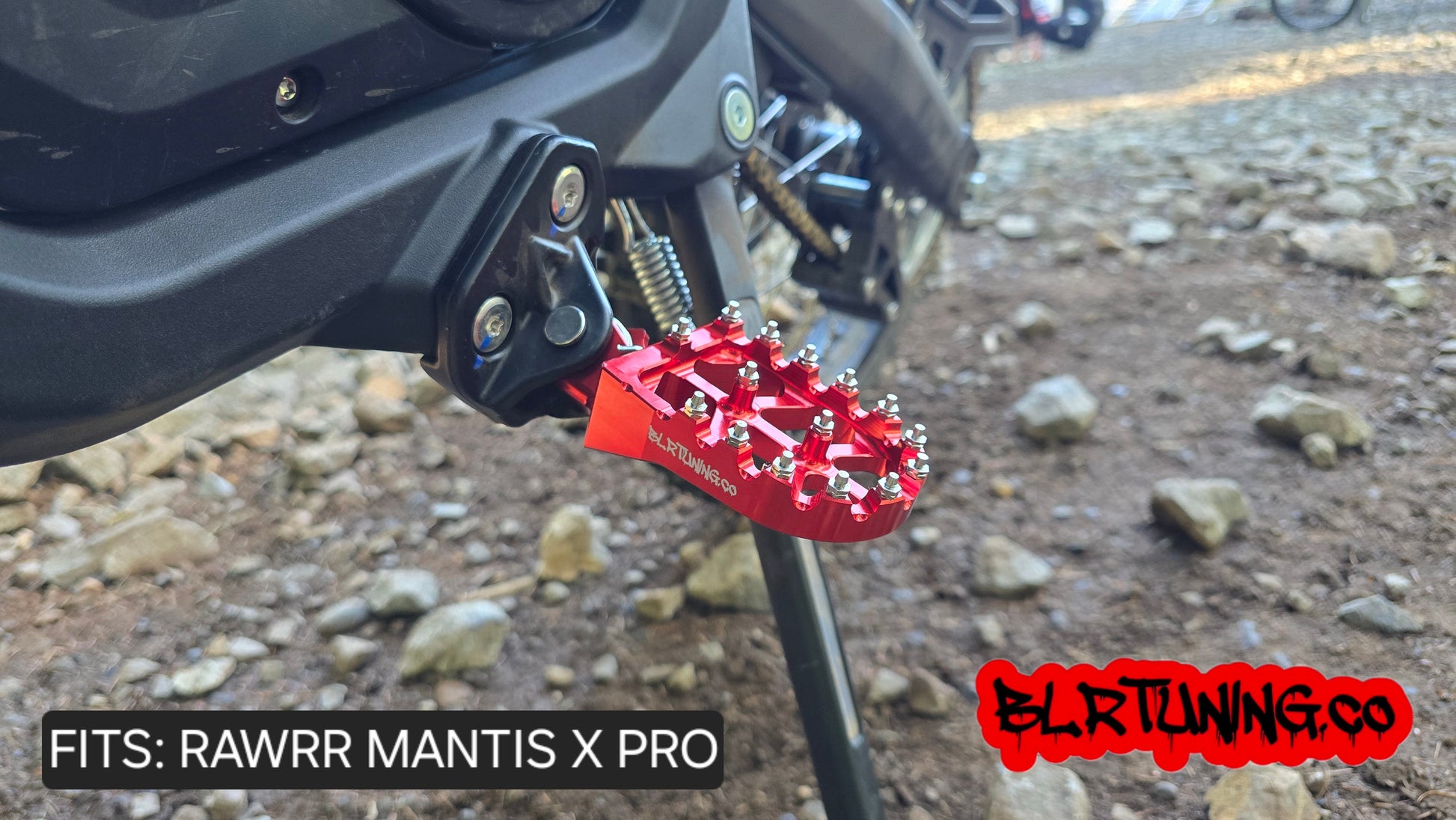 FOOT PEGS FOR RAWRR MANTIS X AND MANTIS X PRO BILLET ALUMINUM WITH STAINLESS STEEL TEETH BY BLR TUNING - Howling Moto