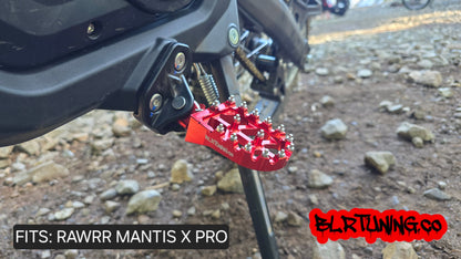 FOOT PEGS FOR RAWRR MANTIS X AND MANTIS X PRO BILLET ALUMINUM WITH STAINLESS STEEL TEETH BY BLR TUNING - Howling Moto