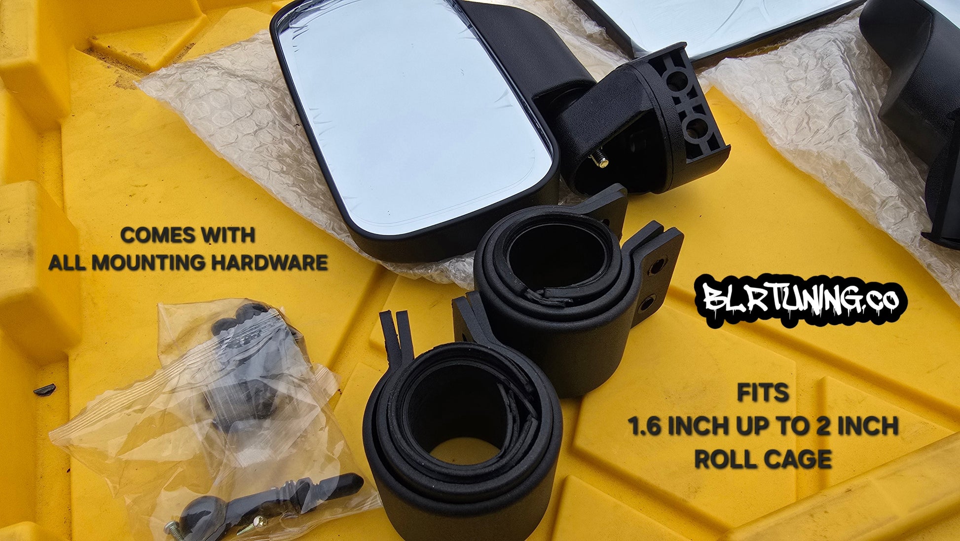 UTV MIRRORS - REAR VIEW MIRROR AND SIDE MIRRORS - LIGHTWEIGHT - WIDE FIELD OF VIEW - UNIVERSAL FITMENT - 1.6 in to 2 in ROLL CAGE MOUNTED - Howling Moto