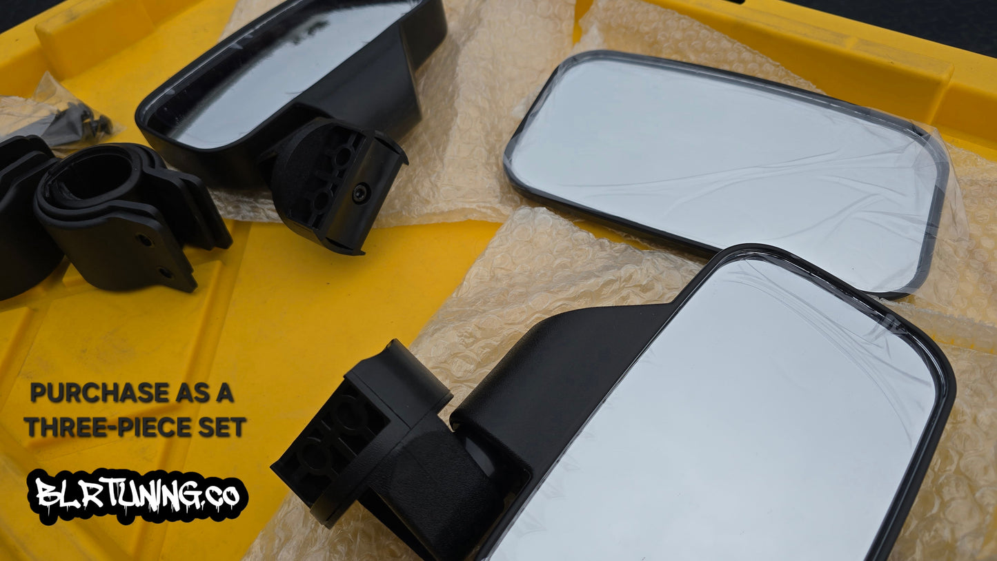 UTV MIRRORS - REAR VIEW MIRROR AND SIDE MIRRORS - LIGHTWEIGHT - WIDE FIELD OF VIEW - UNIVERSAL FITMENT - 1.6 in to 2 in ROLL CAGE MOUNTED - Howling Moto